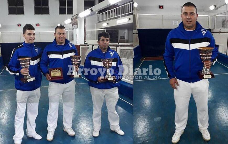 La pareja bochófila Larroquette y Cejas junto al suplente Duarte al Nacional de La Pampa