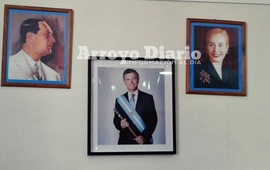 En el medio. El cuadro del presidente y referente de "Cambiemos" fue colocado entre Per&oacute;n y Evita. Foto: Gentileza Nicol&aacute;s Trabaina