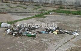 Tirada. Así quedó la basura ayer y la vecina aprovechó para tomar una foto.