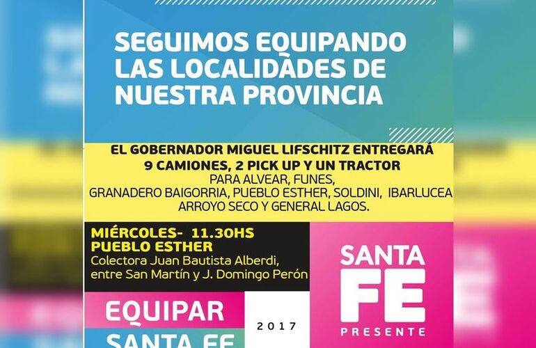 Imagen de Acto de entrega de maquinaria y vehículos a través del Plan Equipar