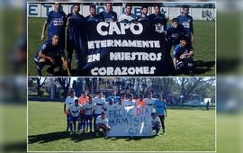 Emotivos gestos. Foto 1: Homenaje de Athletic en memoria de Marcelo "el Capo" Giuggia desaparecido f&iacute;sicamente. Foto 2: Equipo de Libertad de G. Lagos en recuerdo del D&iacute;a de la Madre.