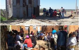 En imágenes. Arriba Stangoni en el barrio y abajo Mariani también en reunión con las familias de la costa. Fotos: Archivo AD