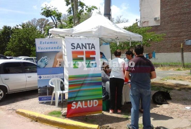 Puesto de salud. Se montó en la intersección de San Martín y Lisandro de la Torre.