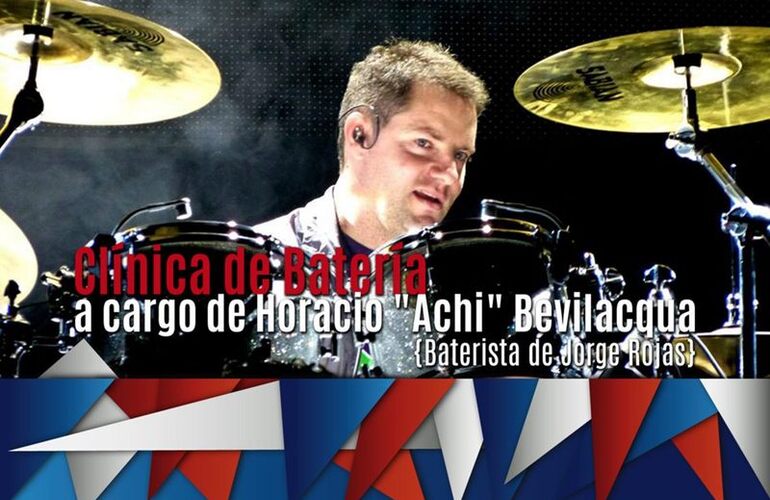 Imagen de Clínica de Batería a cargo de Horacio Achi Bevilaqcua, baterista del cantante Jorge Rojas