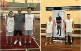 Martín y Canatta junto al DT Nacional de Básquet Sergio Hernández. Foto: Prensa Club Atlético Unión
