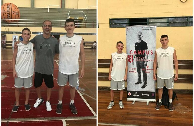 Martín y Canatta junto al DT Nacional de Básquet Sergio Hernández. Foto: Prensa Club Atlético Unión