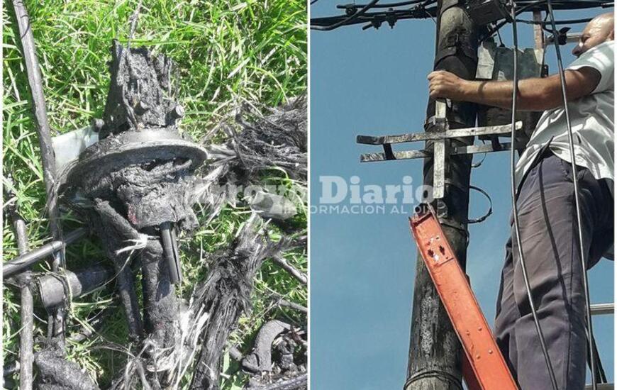 Imágenes. Así quedó la fibra óptica tras el siniestro - Técnicos trabajan a destajo para solucionar el problema.