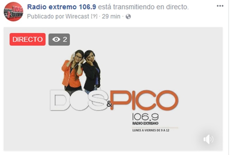 Imagen de Emisión EN VIVO de Dos & Pico por Radio Extremo 106.9