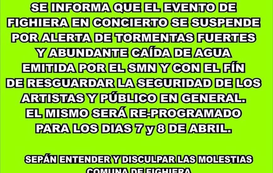 Imagen de Se reprogram&oacute; la fecha para el Festival en Fighiera