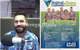 En la portada. El Secretario de Cultura Franco De Cristófano y el anuncio del Festival.