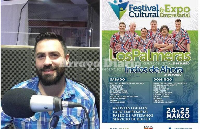 En la portada. El Secretario de Cultura Franco De Cristófano y el anuncio del Festival.