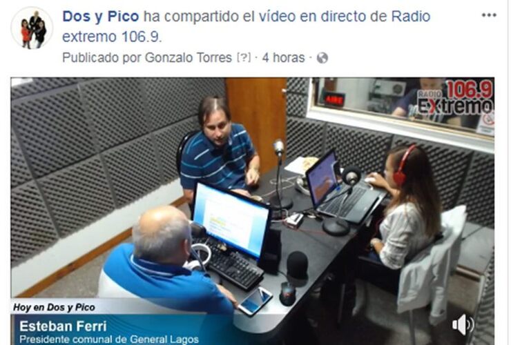 En la radio. Esteban Ferri visitó los estudios de Radio Extremo 106.9