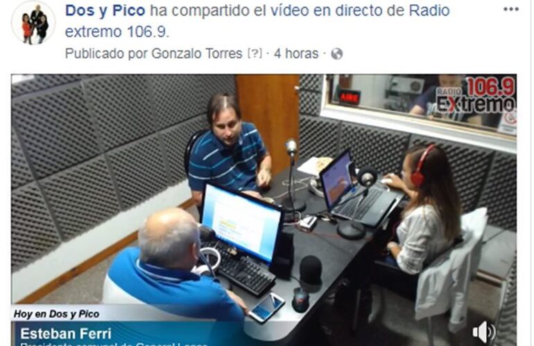 En la radio. Esteban Ferri visitó los estudios de Radio Extremo 106.9
