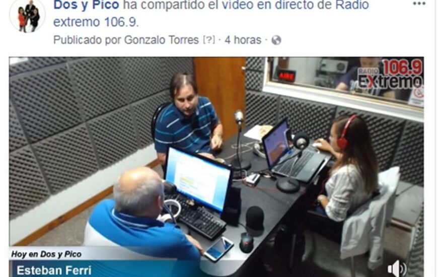En la radio. Esteban Ferri visit&oacute; los estudios de Radio Extremo 106.9