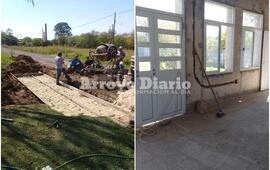 Los trabajos. Por un lado la construcción junto al Club Central Argentino y en segunda instancia las obras en el SUM del Centro de Salud.