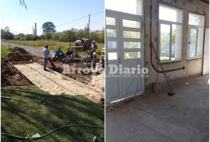 Los trabajos. Por un lado la construcción junto al Club Central Argentino y en segunda instancia las obras en el SUM del Centro de Salud.