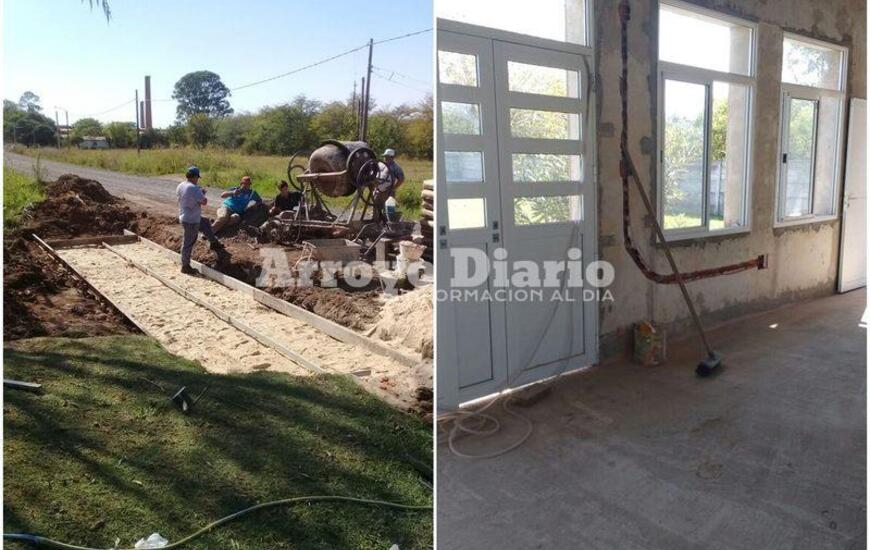 Los trabajos. Por un lado la construcción junto al Club Central Argentino y en segunda instancia las obras en el SUM del Centro de Salud.