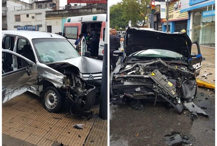 Imagen de Violento choque entre un móvil policial y un utilitario