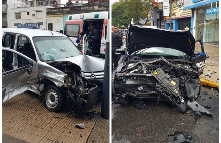 Imagen de Violento choque entre un móvil policial y un utilitario