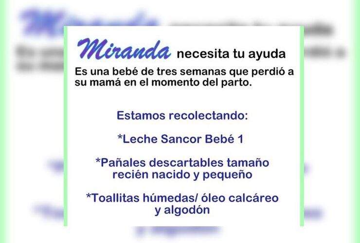 Imagen de Campa&ntilde;a solidaria: Miranda, necesita de tu ayuda