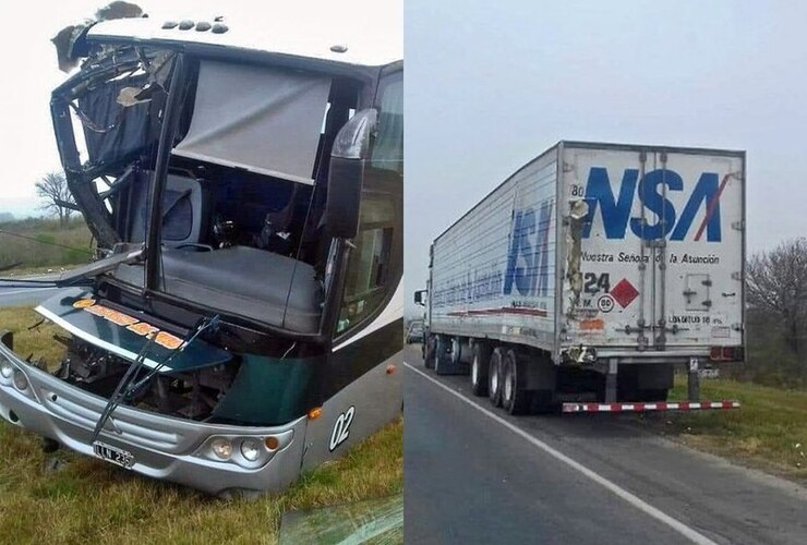 Imagen de Un micro chocó contra un camión en autopista a Santa Fe