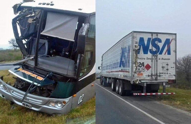 Imagen de Un micro chocó contra un camión en autopista a Santa Fe