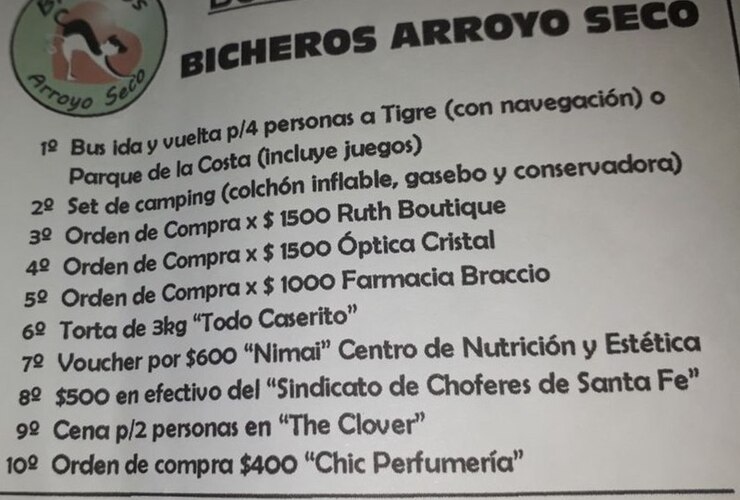 Imagen de Ganadores del Bono Contribución a beneficio de BICHEROS!