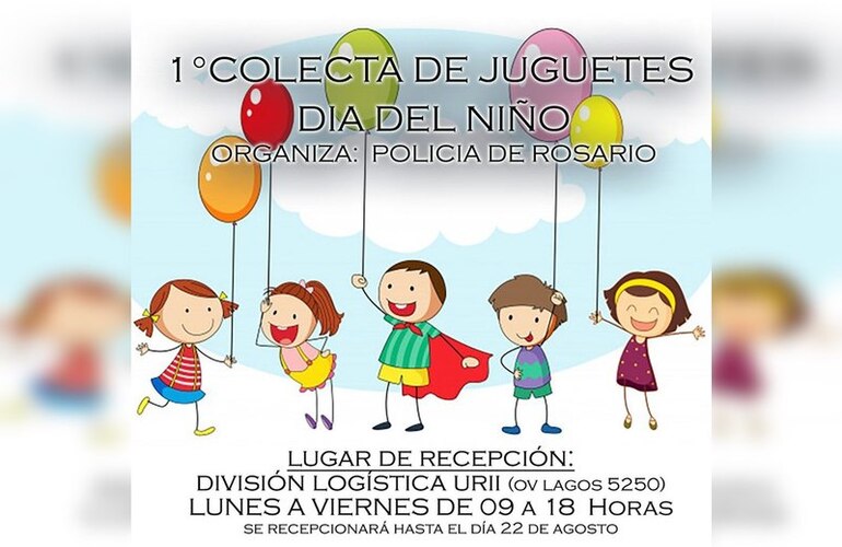 Imagen de 1° Colecta de Juguetes Día del Niño. Organiza Policía de Rosario