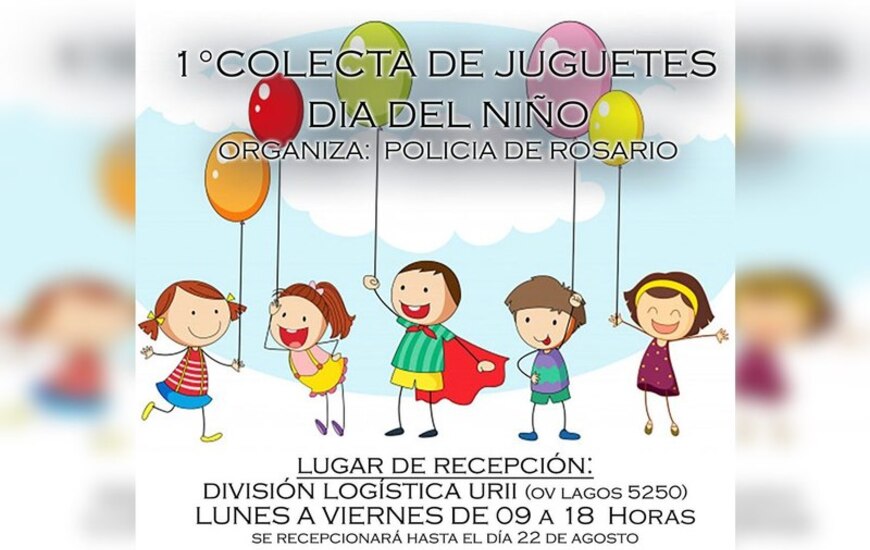 Imagen de 1&deg; Colecta de Juguetes D&iacute;a del Ni&ntilde;o. Organiza Polic&iacute;a de Rosario