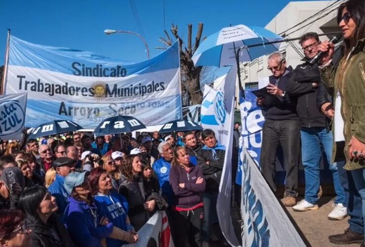 El gremio de nuestra ciudad también viajó para acompañar en la concentración y manifestación. Foto: captura de pantalla video