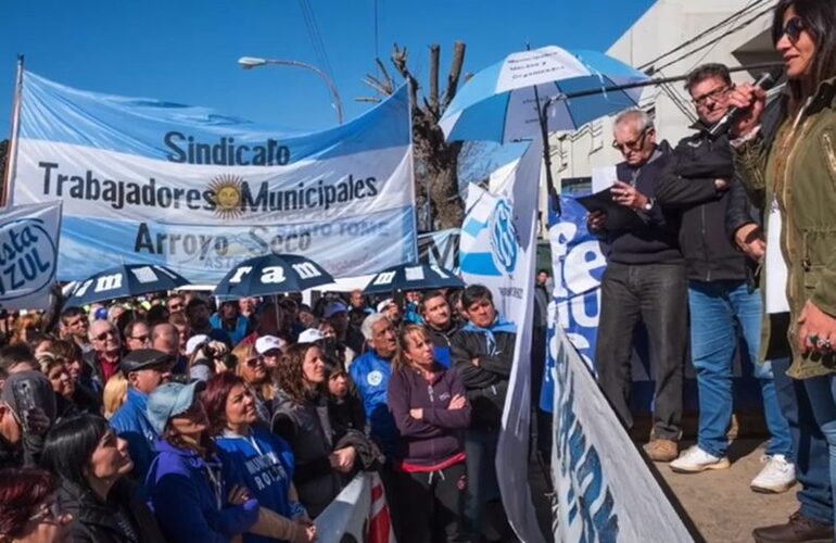 El gremio de nuestra ciudad también viajó para acompañar en la concentración y manifestación. Foto: captura de pantalla video