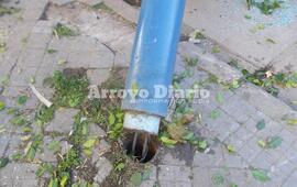 Podrida. La base de la columna estaba en p&eacute;simo estado.