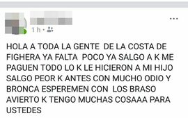 La captura de facebook que llegó a manos de la justicia.