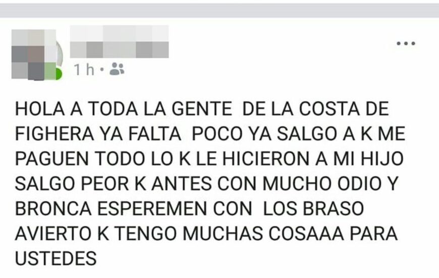 La captura de facebook que lleg&oacute; a manos de la justicia.