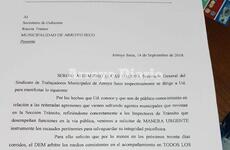 La nota. El escrito que ingresó esta mañana por Mesa de Entrada de la Municipalidad.