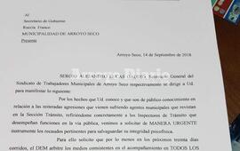La nota. El escrito que ingres&oacute; esta ma&ntilde;ana por Mesa de Entrada de la Municipalidad.