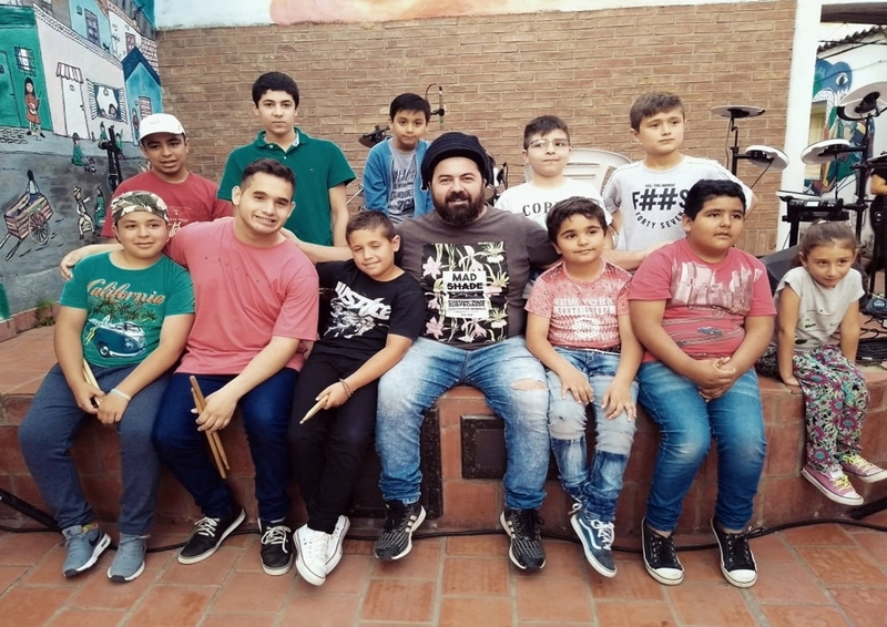 David y sus chicos en el cierre del Taller de Batería