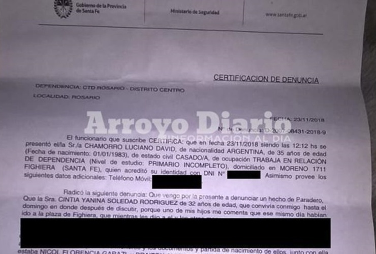 La denuncia se hizo en Rosario.