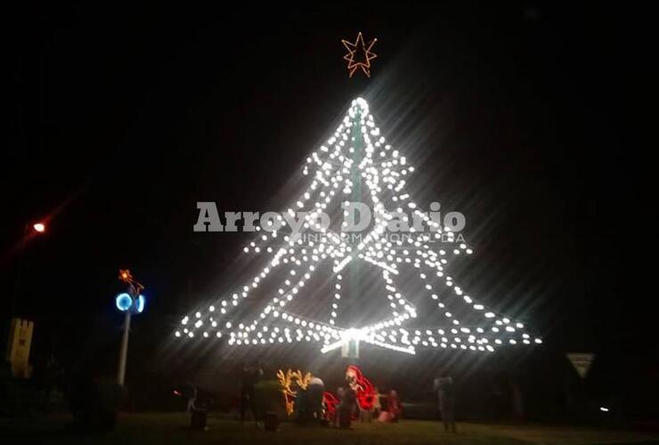 En "la parada del reloj". El árbol está ubicado en la intersección de Maiorano y Humberto Primo.