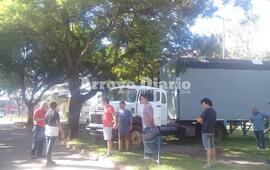 Autorizados. Los organizadores contaron que tenían permiso para instalarse allí.