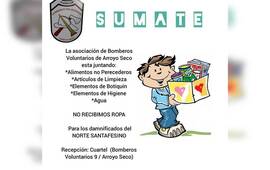 Imagen de Sumate a la campa&ntilde;a solidaria: Bomberos recibe donaciones para los inundados