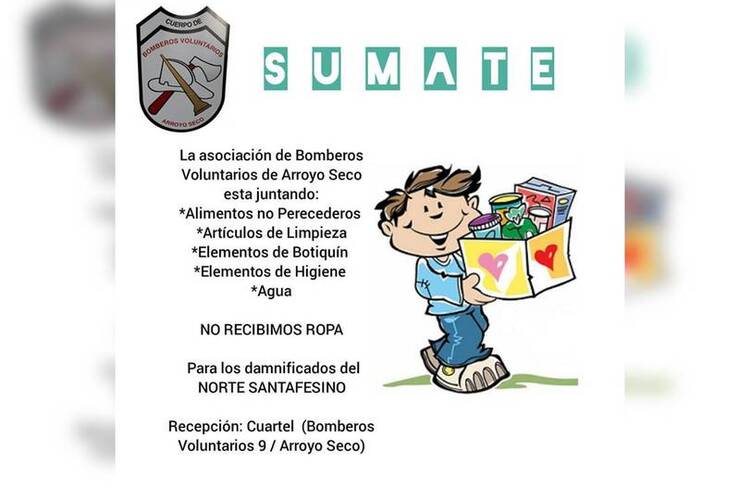 Imagen de Sumate a la campaña solidaria: Bomberos recibe donaciones para los inundados