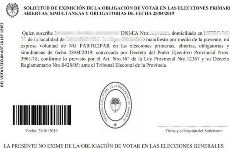 No votar en las Paso no exime de votar en las generales.