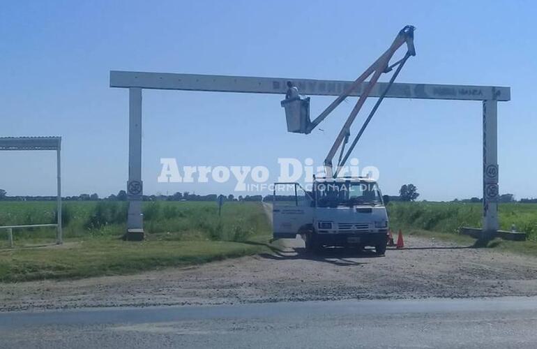 Imagen de Trabajos de Obras Públicas en el ingreso a Playa Mansa