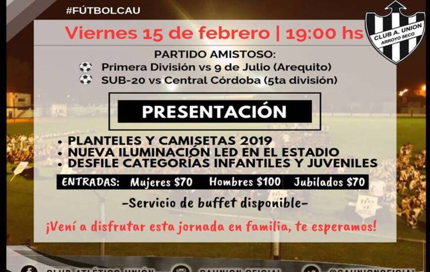 Imagen de Invitaci&oacute;n en blanco y negro: Uni&oacute;n convoca a la reinauguraci&oacute;n de las luces del estadio