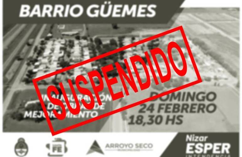 Imagen de ¡Atención!: Suspendido el acto en el Barrio Güemes hasta nuevo aviso