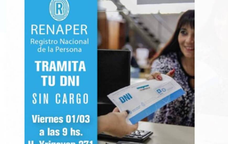 Imagen de RENAPER en Arroyo Seco: Aprovechá a tramitar tu DNI
