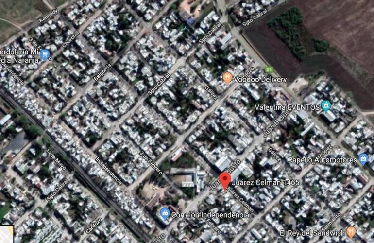 Foto: Los robos acontecieron en casas de pasillo de calle Juárez Celman al 1400. Captura Google Maps