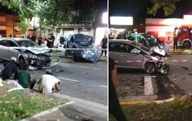 Dos imágenes del siniestro vial ocurrido a las 22.45 del miércoles.(@alina_sant / @pillopezrier1)