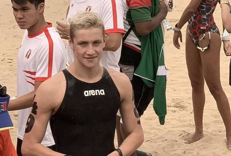 Sumando experiencias. Gran actuación del joven nadador en los Juegos Sudamericanos de Playa Rosario 2019